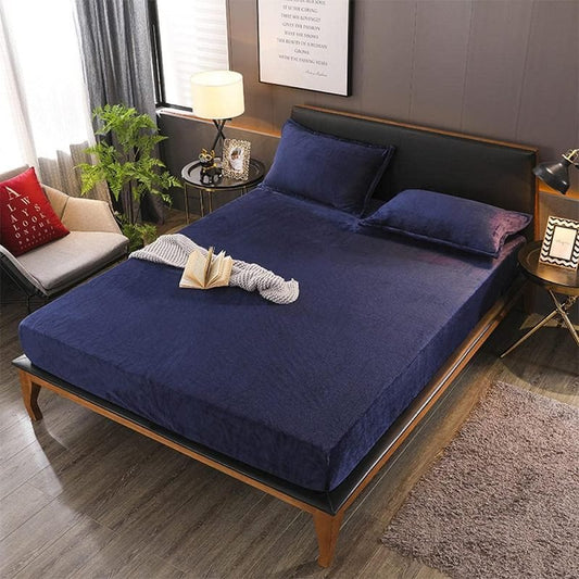 Navy Blue Velvet - Luxury Fitted Sheet - Windsorlino.com