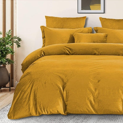 Ochre Velvet - Bed Set 8 Pcs (Luxury) - Windsorlino.com