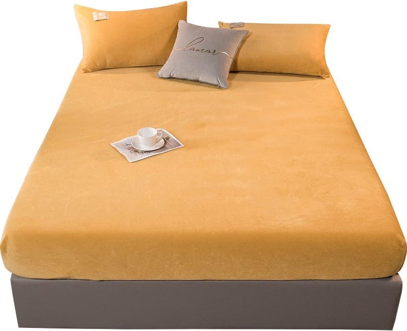 Ochre Velvet - Luxury Fitted Sheet - Windsorlino.com