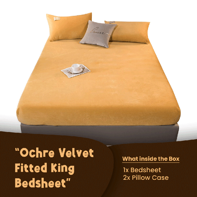 Ochre Velvet - Luxury Fitted Sheet - Windsorlino.com