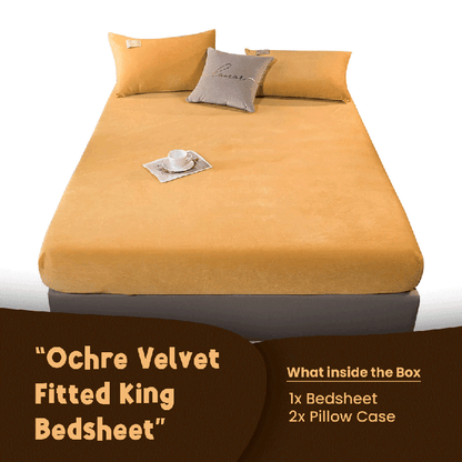 Ochre Velvet - Luxury Fitted Sheet - Windsorlino.com