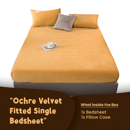 Ochre Velvet - Luxury Fitted Sheet - Windsorlino.com