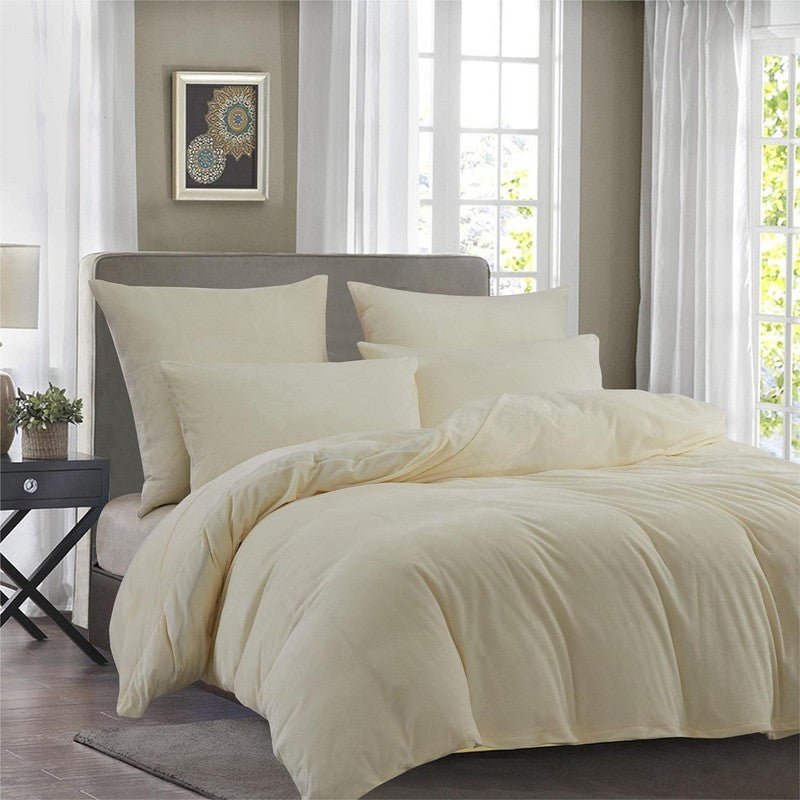 Off White Velvet - Bed Set 8 Pcs (Luxury) - Windsorlino.com