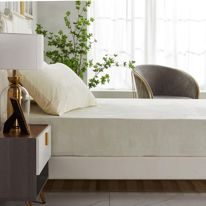 Off White Velvet - Luxury Fitted Sheet - Windsorlino.com