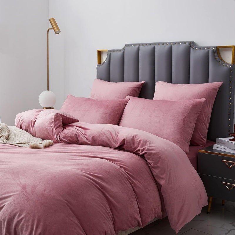 Pink Velvet - Bed Set 8 Pcs (Luxury) - Windsorlino.com