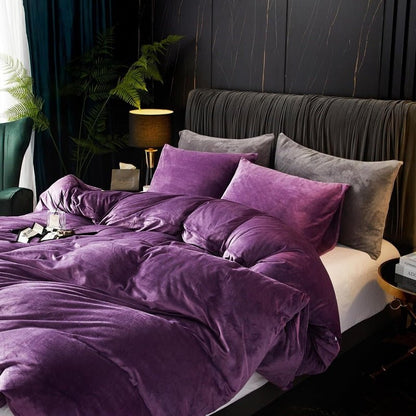 Plum Velvet - Bed Set 8 Pcs (Luxury) - Windsorlino.com