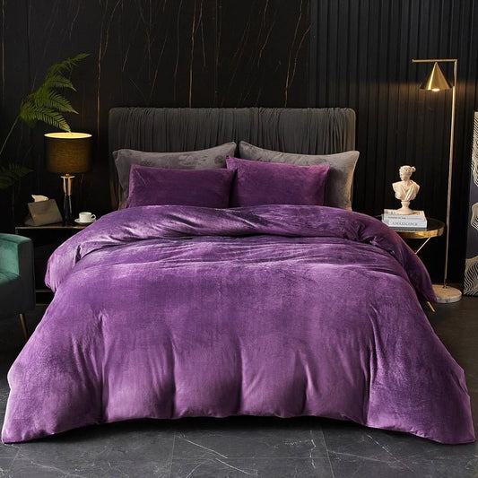 Plum Velvet - Bed Set 8 Pcs (Luxury) - Windsorlino.com