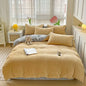 Reversible Duvet Set Velvet - King (6 pcs) / Golden & Grey