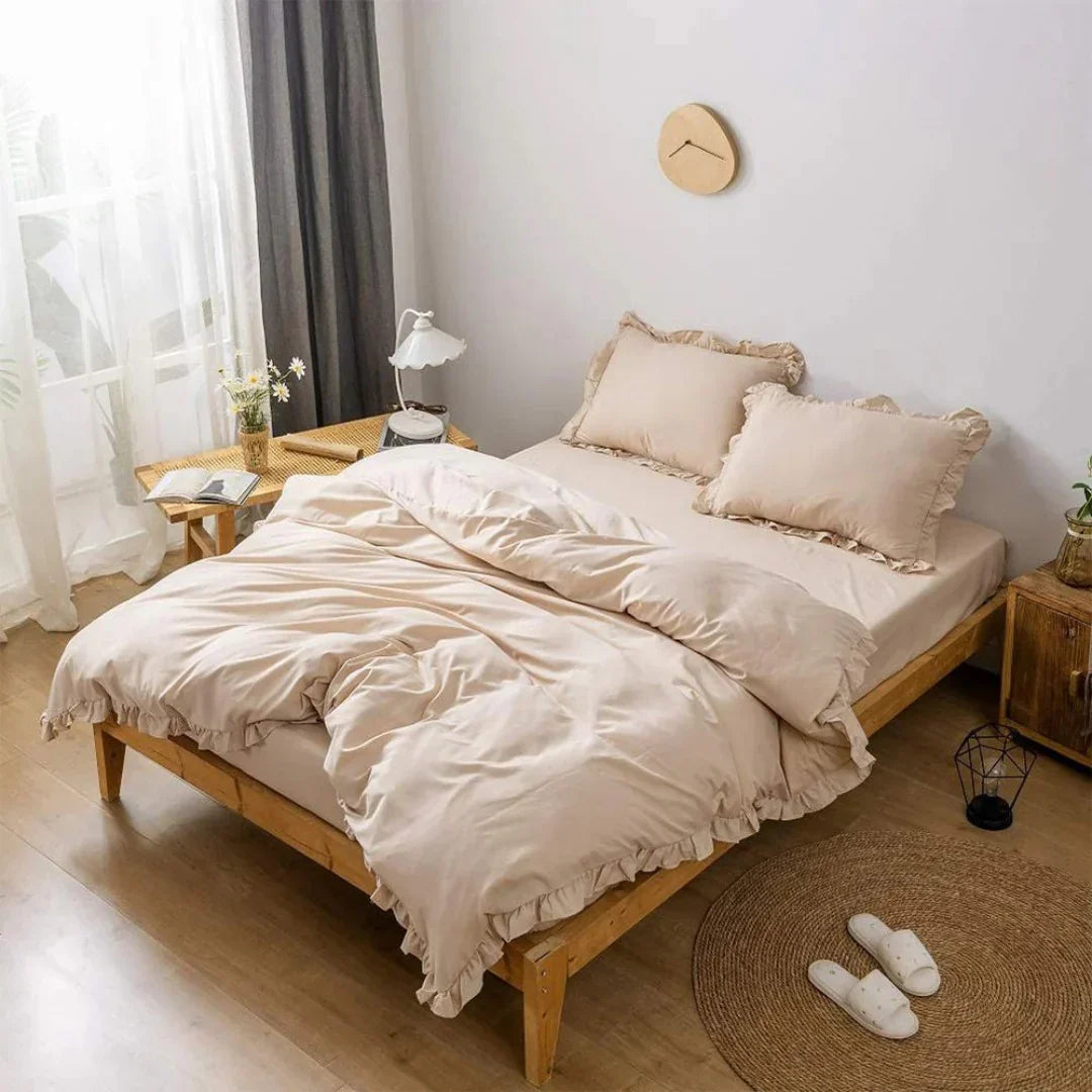 Ruffle Duvet Set - 4 pcs - Beige