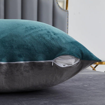 Teal & Grey Velvet - Reversible Bed Set 8 Pcs (Luxury) - Windsorlino.com