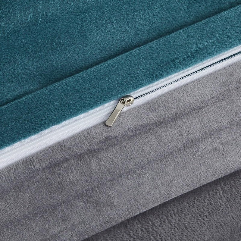Teal & Grey Velvet - Reversible Bed Set 8 Pcs (Luxury) - Windsorlino.com