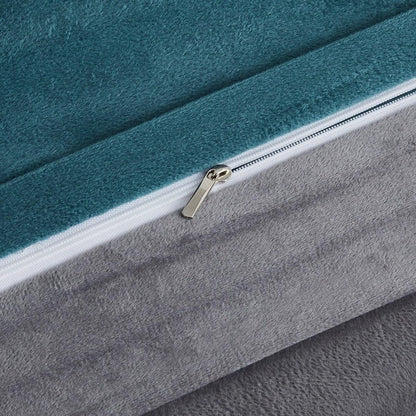 Teal & Grey Velvet - Reversible Bed Set 8 Pcs (Luxury) - Windsorlino.com