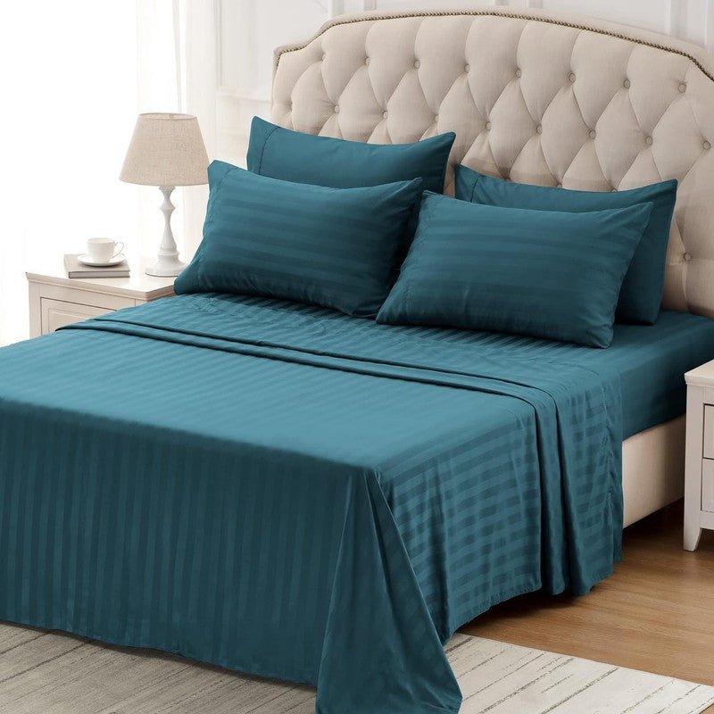 Teal Stripe - 7pcs Winter Razai/Quilt Set (Luxury) - Windsorlino.com