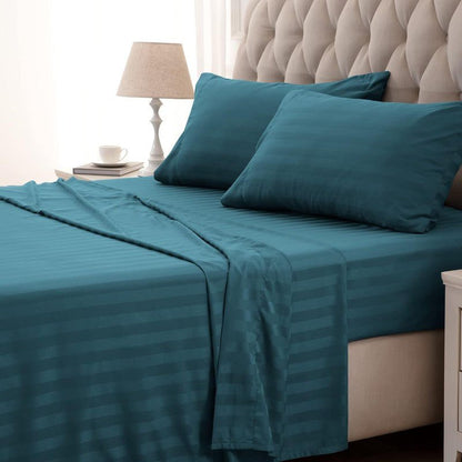 Teal Stripe - 7pcs Winter Razai/Quilt Set (Luxury) - Windsorlino.com