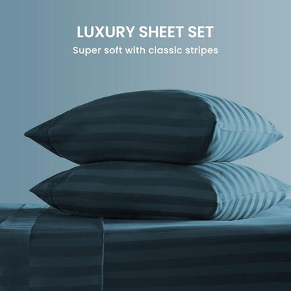 Teal Stripe - 7pcs Winter Razai/Quilt Set (Luxury) - Windsorlino.com