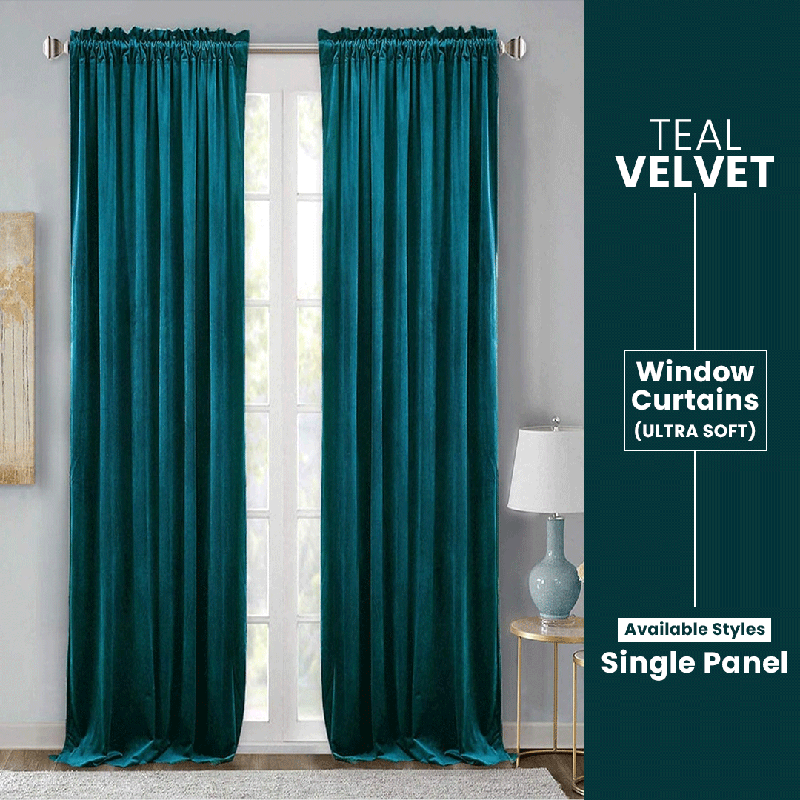 Teal - Velvet Window Curtains (Ultra Soft) - Windsorlino.com