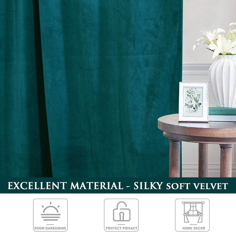 Teal - Velvet Window Curtains (Ultra Soft) - Windsorlino.com